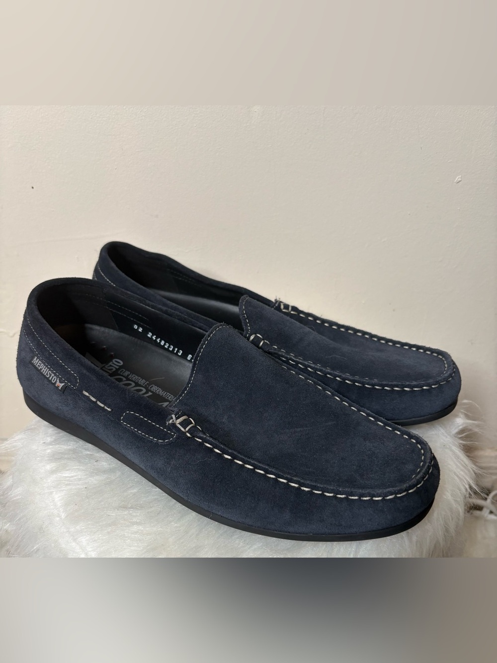 {EUC} Men's MEPHISTO Navy Suede Slip-On Loafers 9.5 US